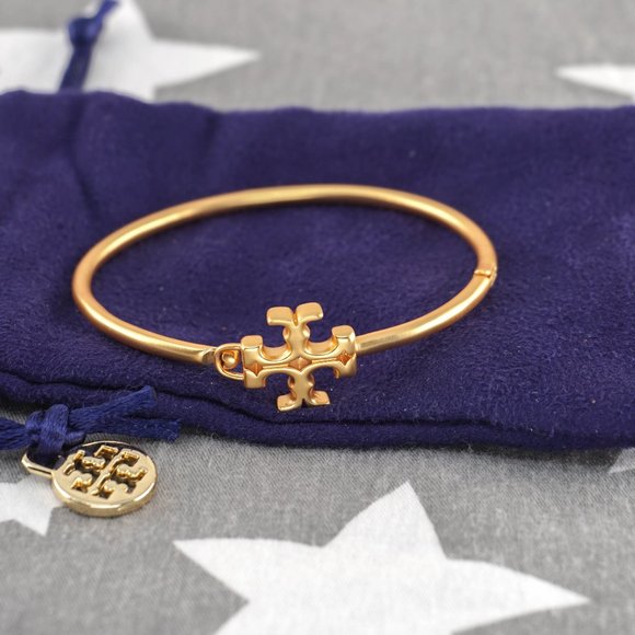 Tory Burch Eleanor Hinged Cuff Bracelet in Tory Gold (Brand New) - Picture 2 of 8